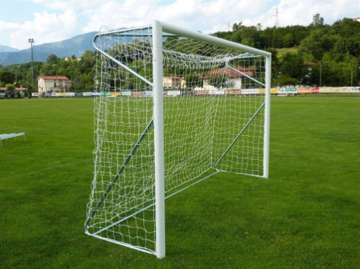 Εικόνα της Poarta Futsal Aluminiu 3x2 m, independenta, cu colturi sudate si suporturi rabatabile pentru plasa